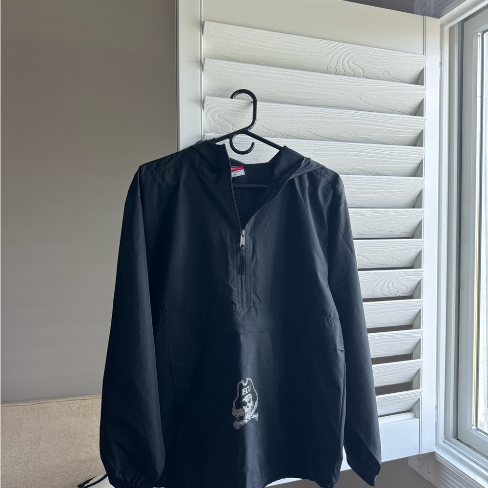 ECU Champion Black Hooded Half-Zip Pullover